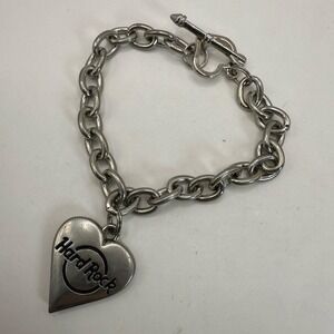 Hard Rock Cafe Silver Tone Toggle Bracelet – Collectible Music Jewelry